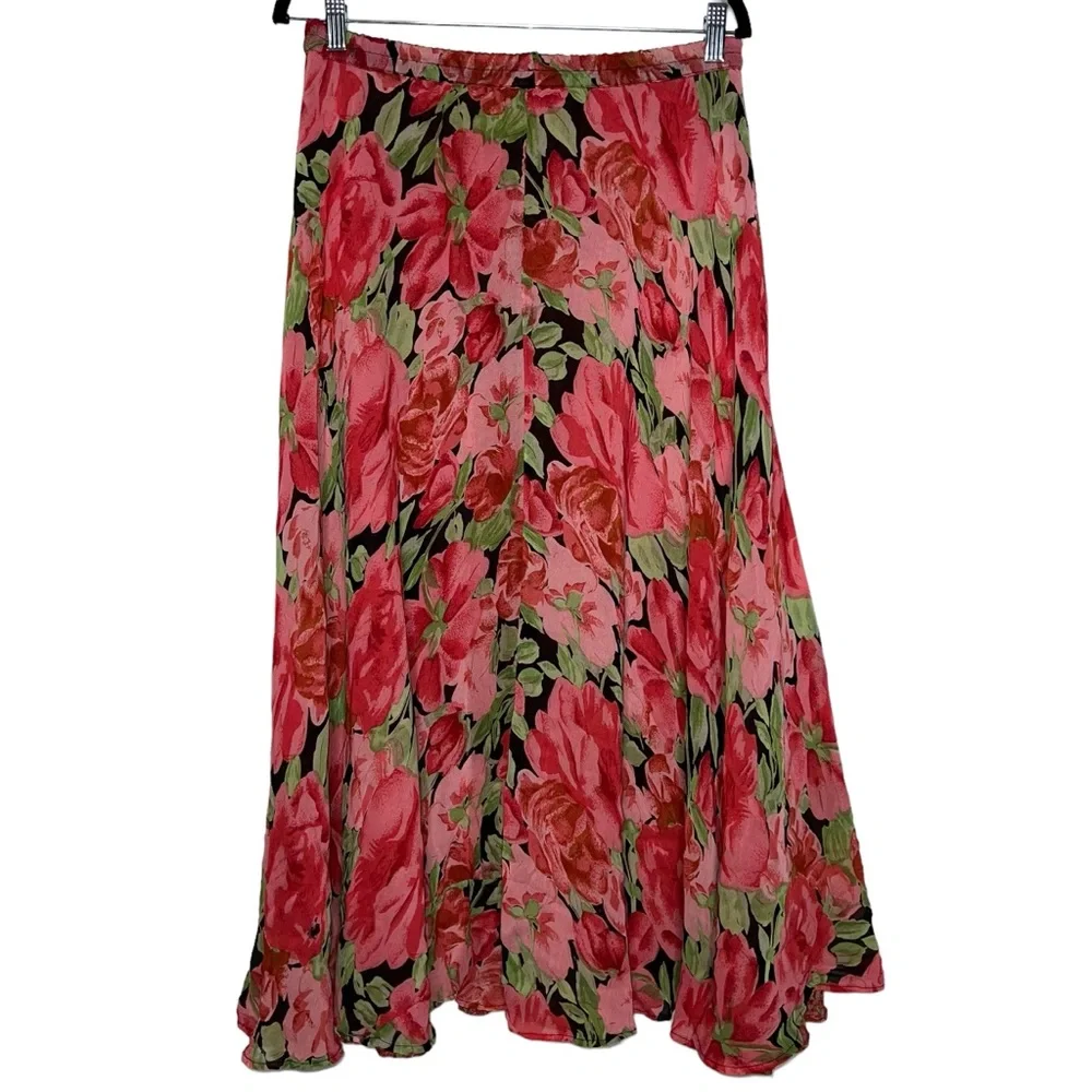 Coldwater Creek Vintage 90s Y2K Boho Reversible Floral Midi Length Skirt